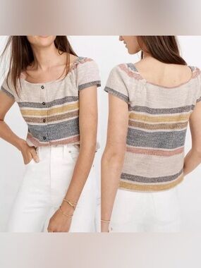 MADEWELL Striped Knit Scoop Neck Crop Top - Multicolor